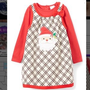 Ivory Plaid Santa Jumper & Red Long Sleeve